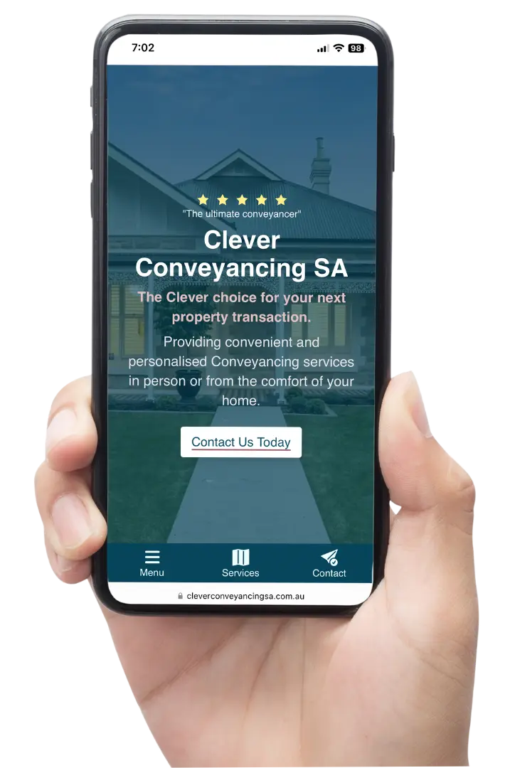 Mobile phone screenshot of%!(EXTRA string=Clever Conveyancing)