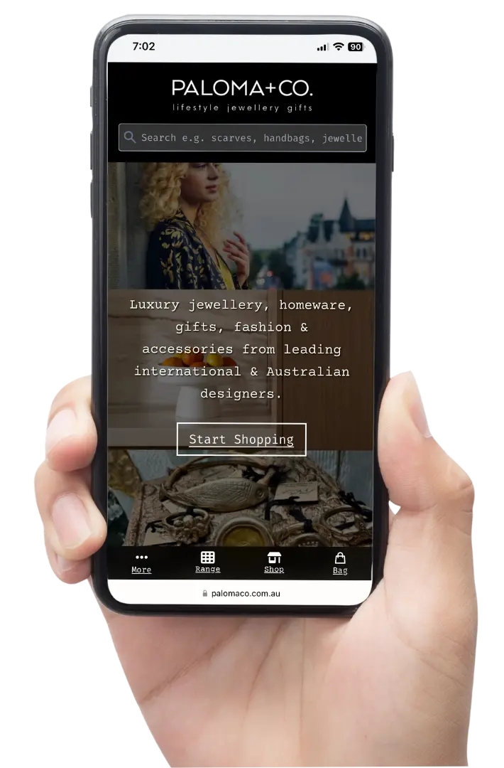 Mobile phone screenshot of%!(EXTRA string=PALOMA+Co)