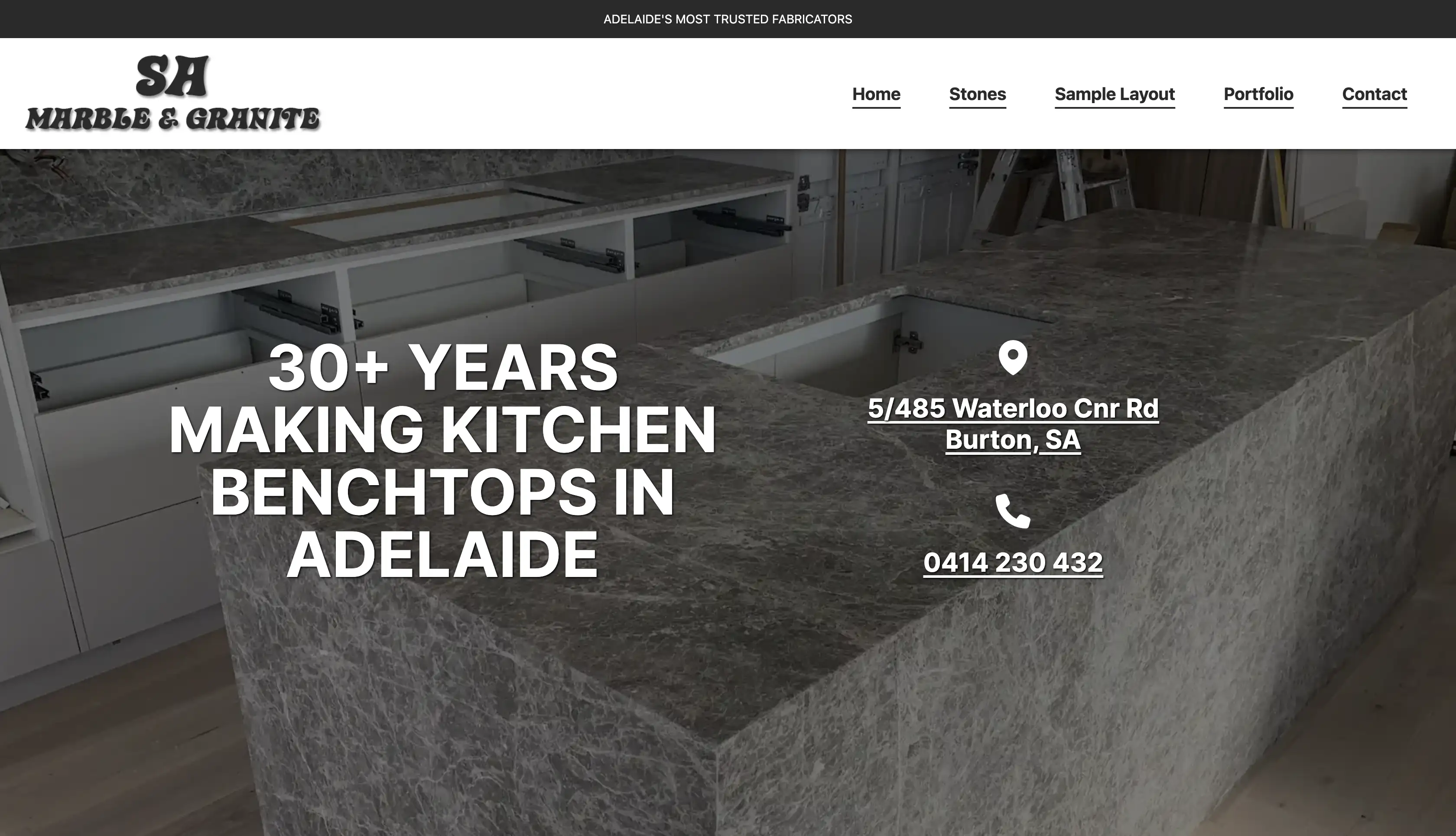 Desktop screen screenshot of%!(EXTRA string=SA Marble & Granite)