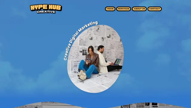 A screenshot of the home page for Hype Hub Creative that Sanico Software created.
