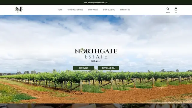 A screenshot of the home page for Northgate Estate Wines that Sanico Software created.
