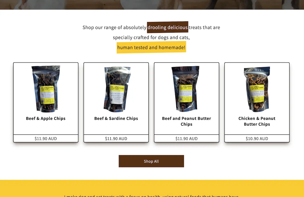 Product image cards from the Pup Hub Cafe homepage.