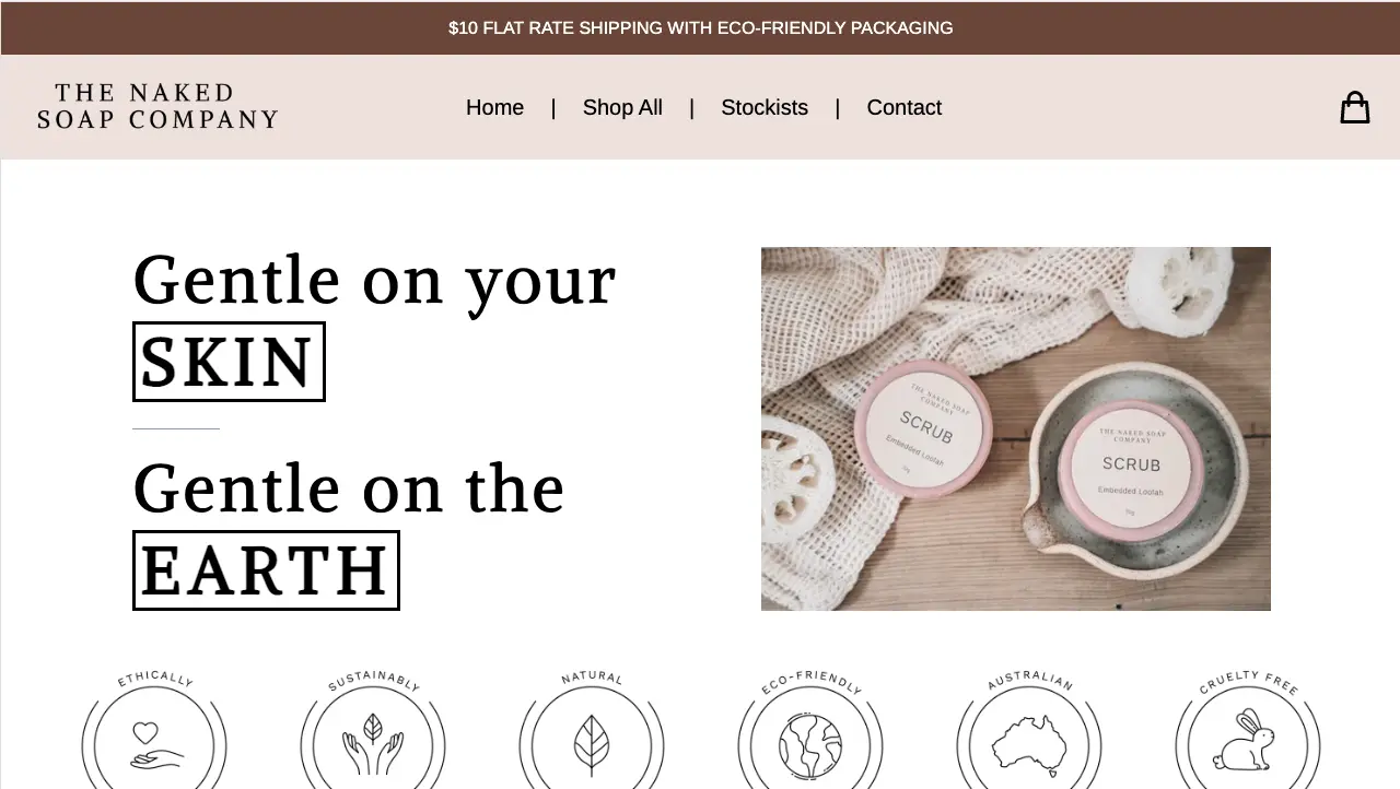 Final design of new website for The Naked Soap Company.